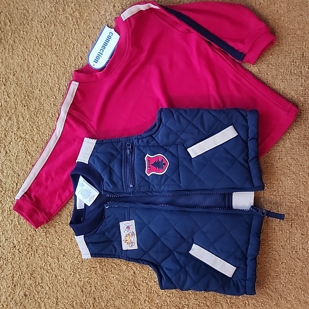 Kid Connection Boys Size 12M Chief Ranger Vest and Long Sleeve Shirt Bundle